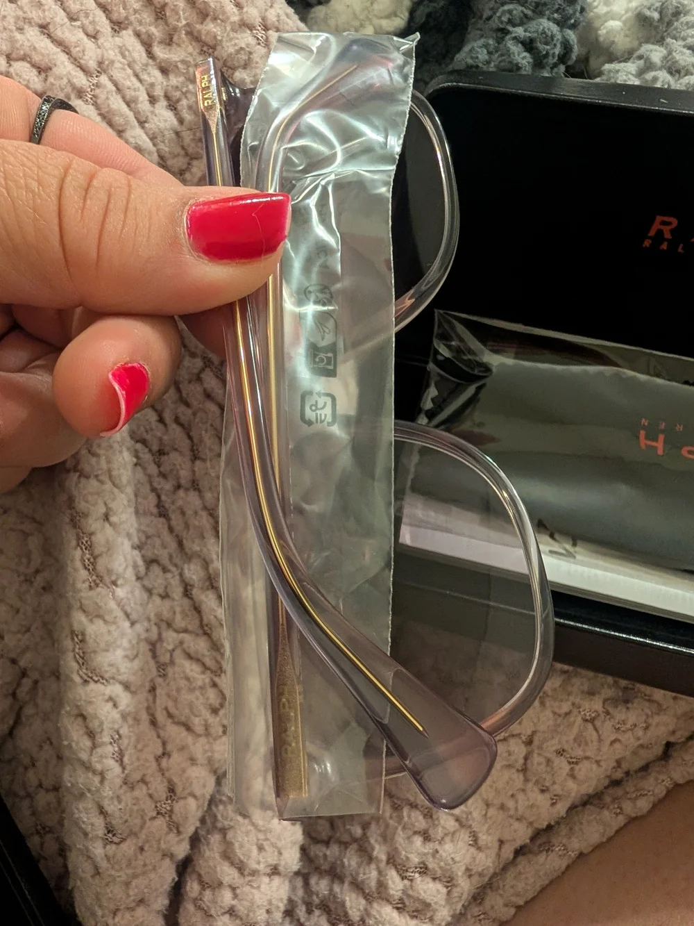 Ralph Lauren Shiny Striped Purple Sunglasses